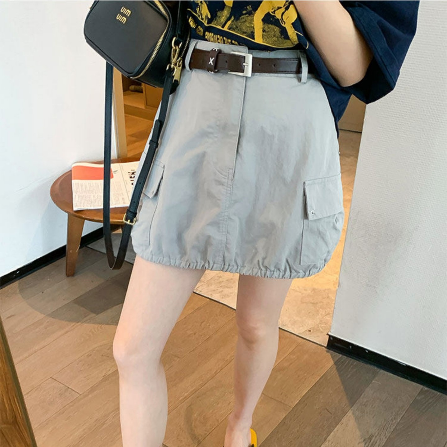 休闲口袋工装半身裙女大码胖mm2026夏季新款高腰显瘦A字花苞短裙,淘宝优惠券,粉丝福利购,淘宝优惠卷