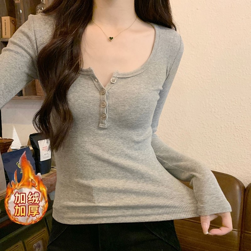 大码方领t恤打底衫女2025秋冬季磨毛加绒内搭胖mm正肩长袖上衣女,淘宝优惠券,粉丝福利购,淘宝优惠卷