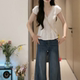 Fat MM plus size women's short-sleeved chiffon top 2025 new Korean chic women clothes with the temperament fashionable