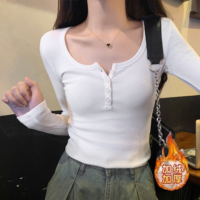 大码方领t恤打底衫女2025秋冬季磨毛加绒内搭胖mm正肩长袖上衣女,淘宝优惠券,粉丝福利购,淘宝优惠卷