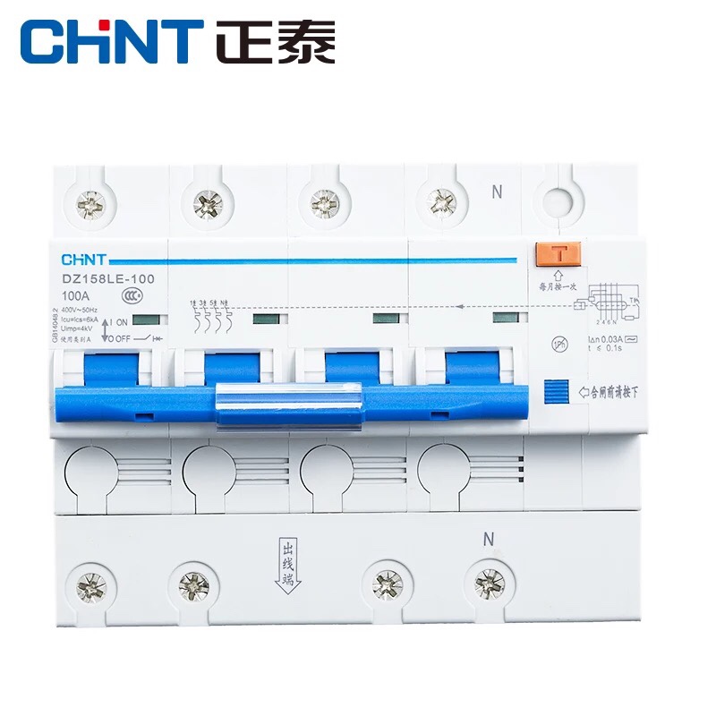 正泰 漏电保护断路器 空气开关DZ158LE 4p 100A三相四线漏保 - 图1