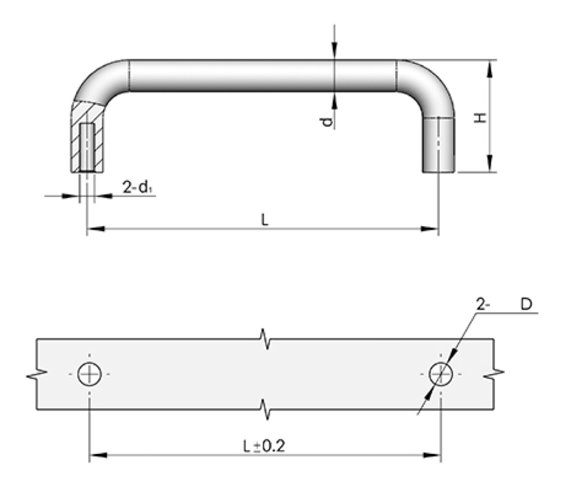 生久柜锁LS511-BS55/60/90/100/120工具箱碳钢不锈钢把手活动拉手 - 图1