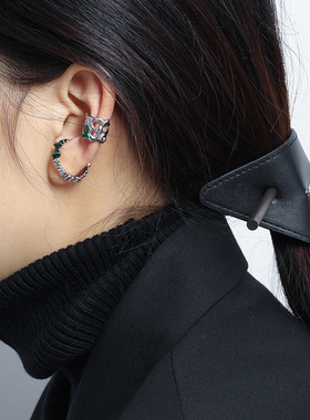 个性小众极简镂空女纯银耳骨夹