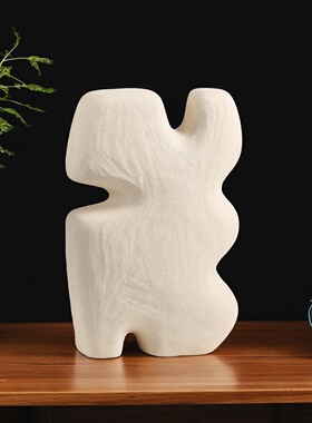 北欧轻奢几何半月层块陶瓷摆件