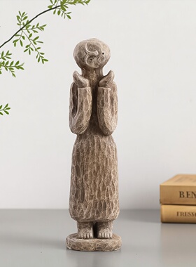 粗犷侘寂风水泥黑猫动物雕塑摆件