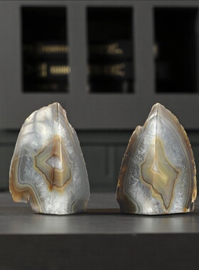 创意天然石玛瑙书挡软装饰品摆件