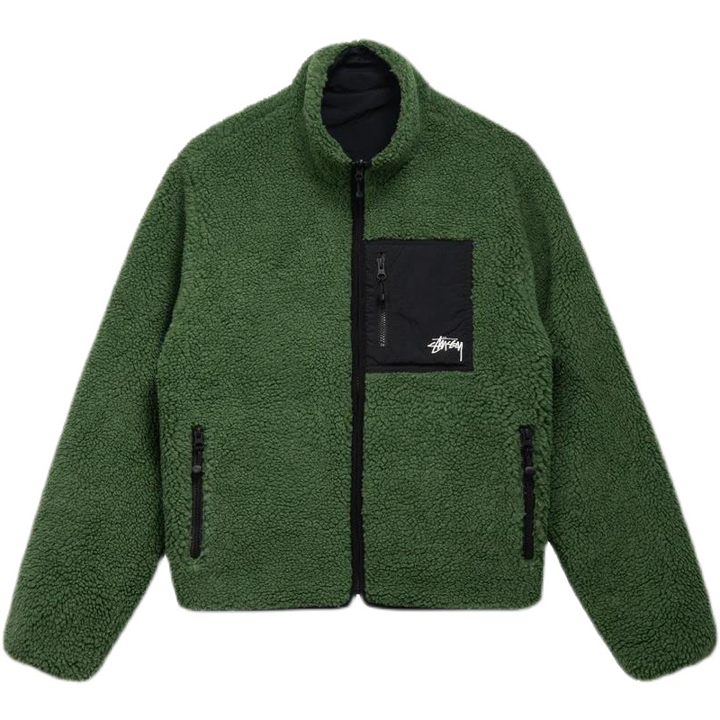 订购 Stussy 22AW 8 BALL SHERPA JACKET 黑8 双面摇粒绒夹克外套 - 图3