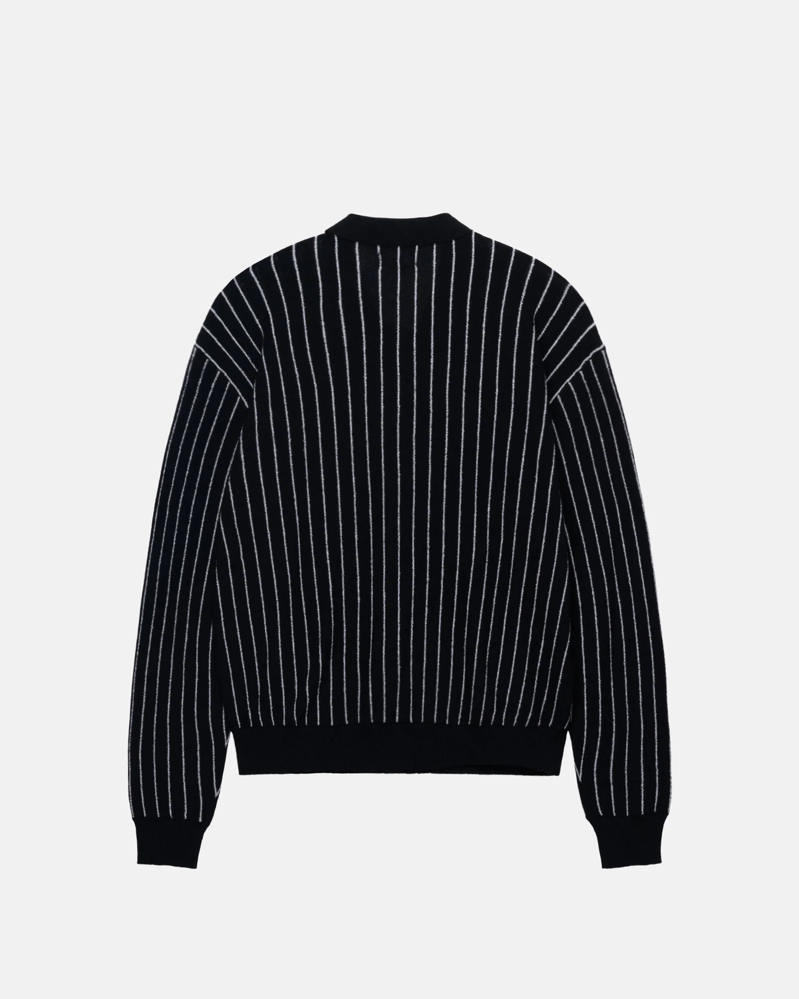 Stussy LIGHT WEIGHT LS ZIP 复古滑板运动条纹拉链polp衫 - 图0