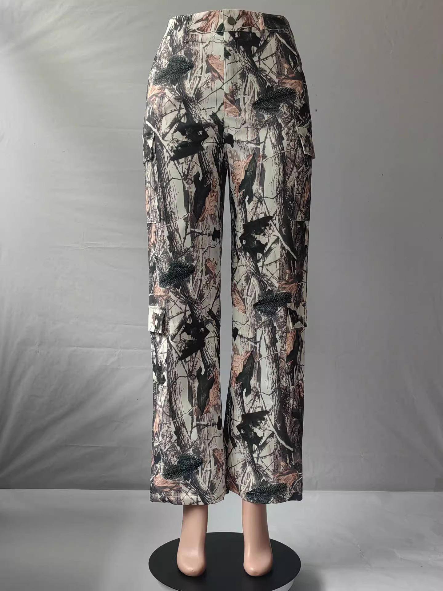 camouflage pants 2023新款时尚休闲宽松直筒高腰叠袋多色长裤 - 图3