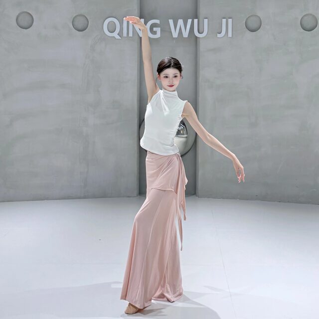 Modern dance pants, draped ballet skirt pants, fake two-piece Latin dance practice clothes, Chinese classical dance wide-leg pants