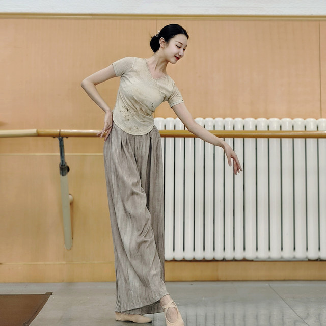 Modern dance loose wide-leg pants classical dance elegant pants printed practice pants drape style dance pants summer