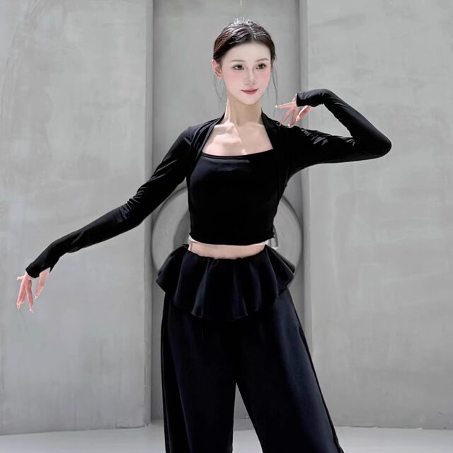 Spring and Autumn modern dance practice clothes for daily wear, French dance clothes, classical Chinese dance, loose long-sleeved body yoga