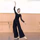 Classical dance clothes, elegant double-layer pleated gauze clothes for women, Chinese dance body charm training clothes, slimming training tops for women
