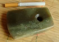 (ancient color ancient incense) Qinghai jade (green sugar jade) - modeled after an ancient jade axe (with a blessing) - a small swing piece