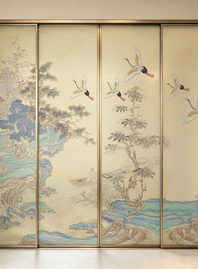 中式玻璃贴纸花鸟静电磨砂浴室推拉玻璃门透光不透明阳台装饰贴膜