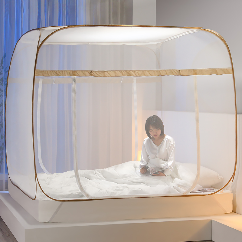 蚊帐蒙古包家用2025新款卧室免安装儿童防摔蚊帐母婴级三开门折叠,淘宝优惠券,粉丝福利购,淘宝优惠卷