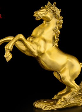 黄铜马摆件马到成功马年吉祥物办公室桌面客厅开业乔迁礼品大号