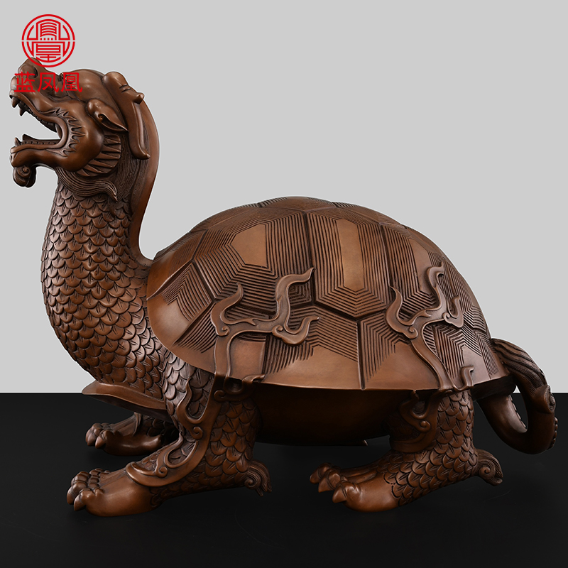 紫铜龙龟摆件纯铜龙头龟神兽玄关招镇家居办公室客厅宅财礼品大号 - 图0