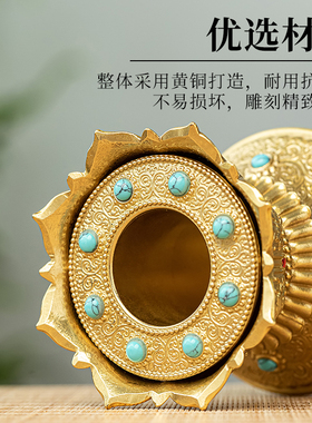 藏式装饰摆件转经简手摇莲花底座