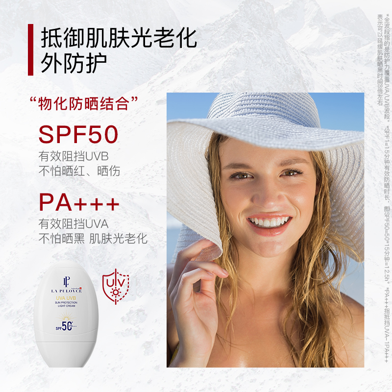 新品lapulovce拉普瑞斯羽柔清爽防晒霜SPF50+PA+++防水防汗 - 图0