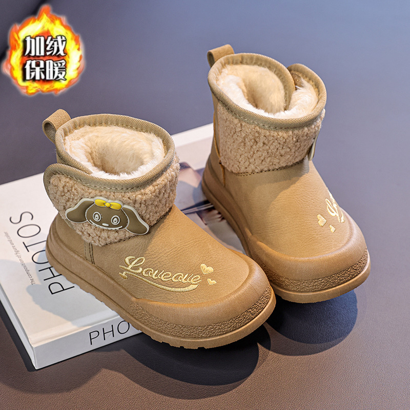 女童加绒加厚雪地靴2025冬季新款防滑软底防水棉靴小中大童短靴 - 图2