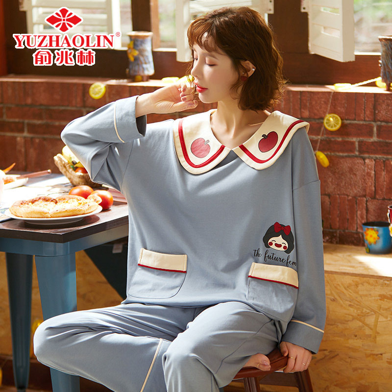 俞兆林秋季长袖卡通两件套韩版睡衣 俞兆林麦华睡衣/家居服套装