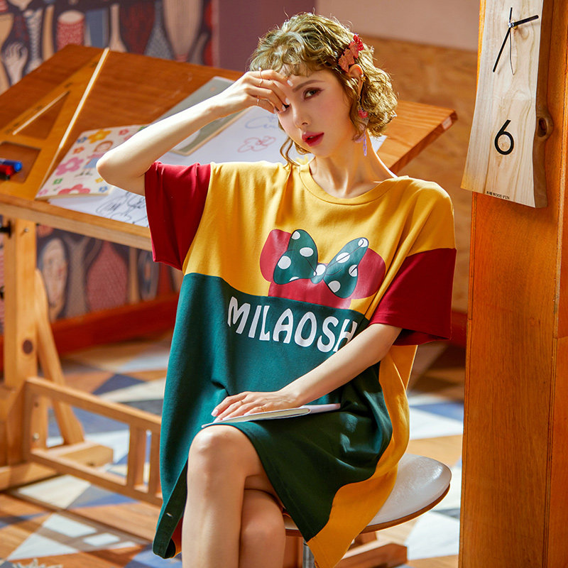 俞兆林女士棉质短袖清新可爱睡裙 俞兆林麦华睡裙