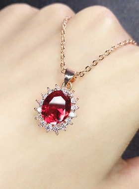 欧美时尚新款仿红宝石绿碧玺太阳花硞石镶满钻少女甜美镀金吊坠