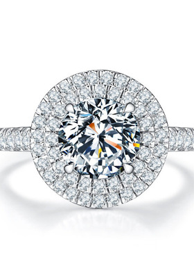 欧美风时尚流行戒指s925镀纯银硞石镶钻甜美气质钻石结婚求婚钻戒