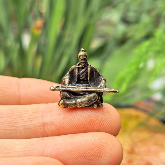 Brass mini ancient harp and guzheng figure ornaments