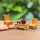 Miniature simulated bamboo table, chair and bamboo stool ornaments