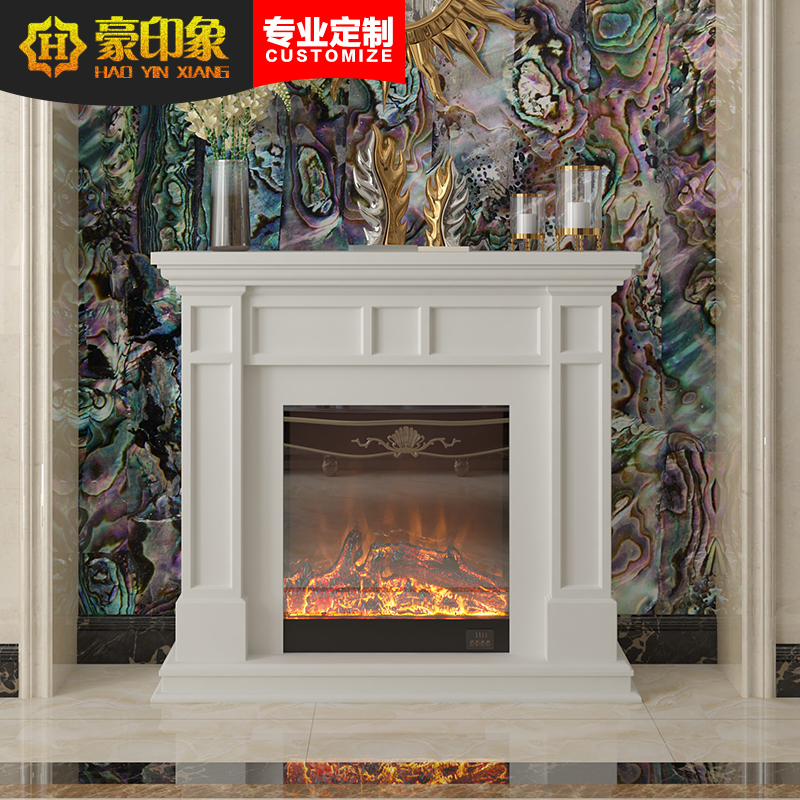 豪印象欧式壁炉装饰柜白色电取暖壁炉架实木美式壁炉1.2/1.5米-图2