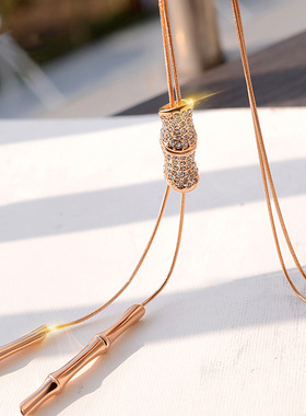 日韩小清新毛衣链女秋冬长款项链竹节珍珠流苏吊坠OL气质女装