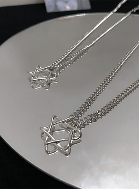 六芒星项链韩版网红女气质简约时尚五角星锁骨链潮复古星星