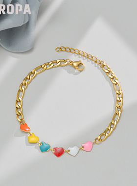 欧美拼接时尚滴油爱心NK链手链女 设计感气质小众百搭手饰女款