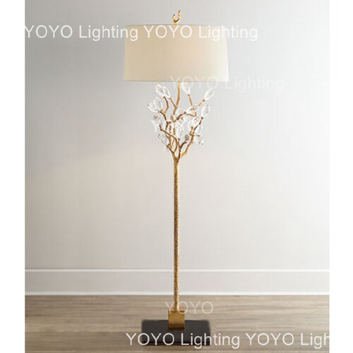 YOYO 纯铜水晶珊瑚落地灯 欧美式法式西班牙进口大理石全铜落地灯 - 图1