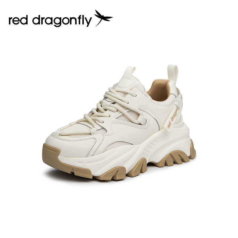 红蜻蜓女鞋官方旗舰店红蜻蜓老爹鞋女2022春季新款鞋子网面厚底增高女款运动鞋WTB120070