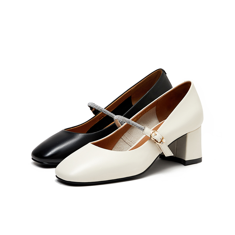 红蜻蜓女鞋官方旗舰店红蜻蜓年秋新女士真皮复古玛丽珍仙女舒适粗跟百搭淑女单鞋女3