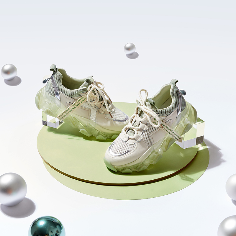 红蜻蜓女鞋官方旗舰店红蜻蜓夏季新款老爹鞋女ins潮果冻厚底增高运动鞋百搭休闲鞋1