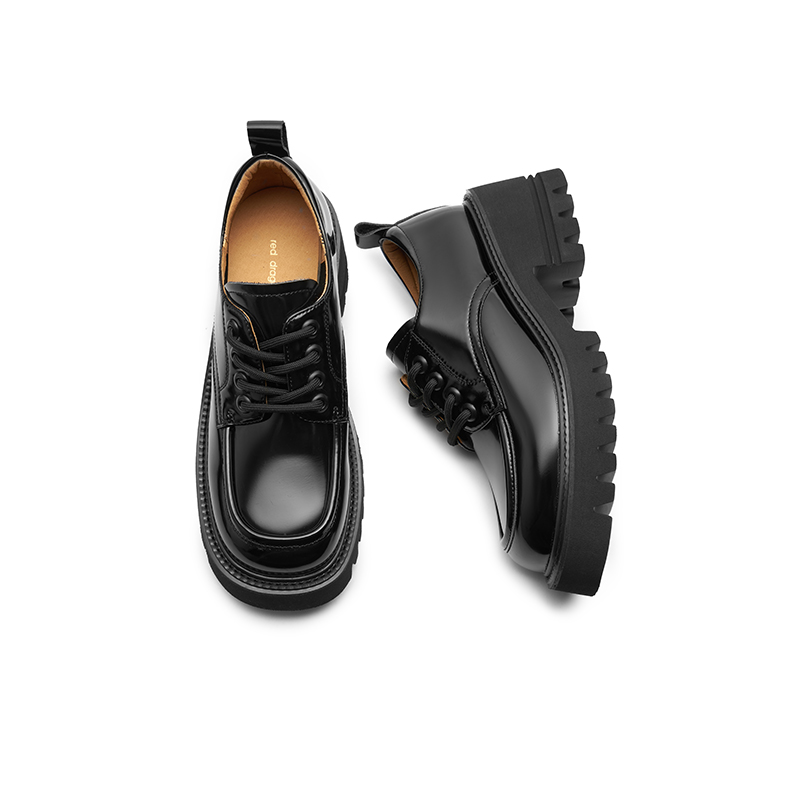 红蜻蜓女鞋官方旗舰店红蜻蜓小皮鞋女2022春新款厚底方头乐福可爱厚底女士单鞋WTB120092