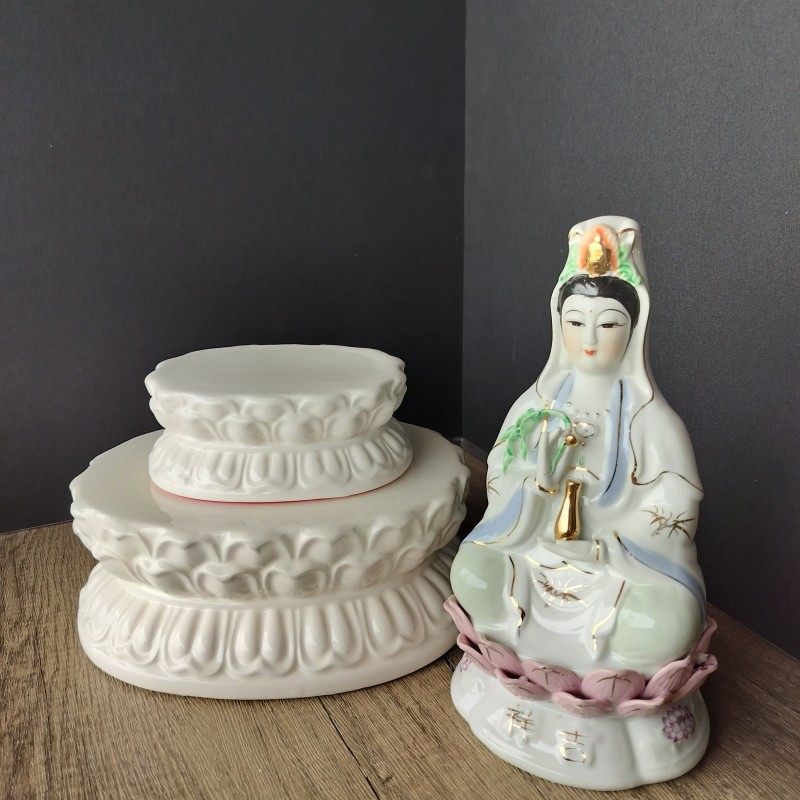椭圆形佛像底座观音加高垫高底座桌面摆件佛前法器底座象牙白色,淘宝优惠券,粉丝福利购,淘宝优惠卷