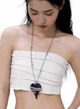 秋季新款缠绕爱心黑檀木项链气质休闲长项链小众设计爱心吊坠女