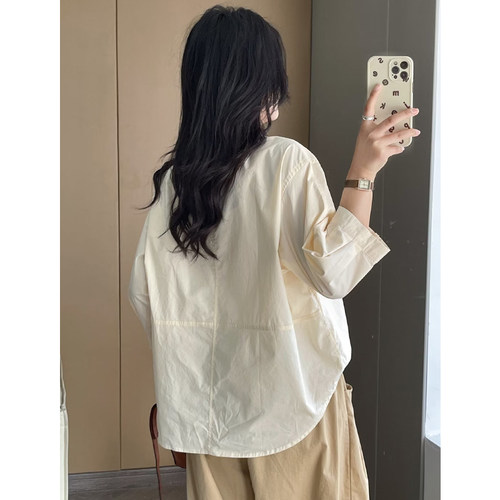 温柔风别致小众短袖衬衫女夏季宽松休闲设计感减龄防晒衬衣上衣潮 - 图3