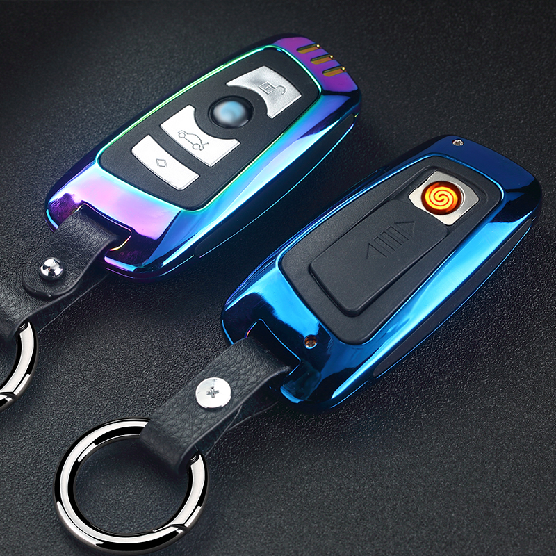 奥迪车钥匙打火机仿真车标个性创意新奇特USB充电点烟器装逼神器 - 图0