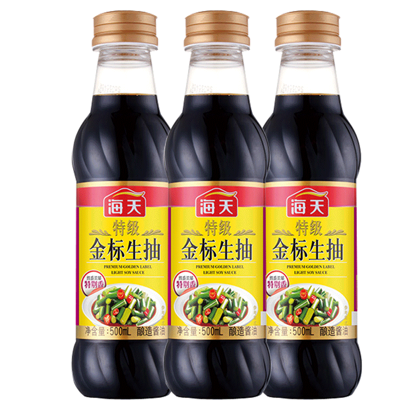 海天特级金标生抽酱油500ml*4瓶家用炒菜凉拌蘸酿造酱油整箱批发-图3