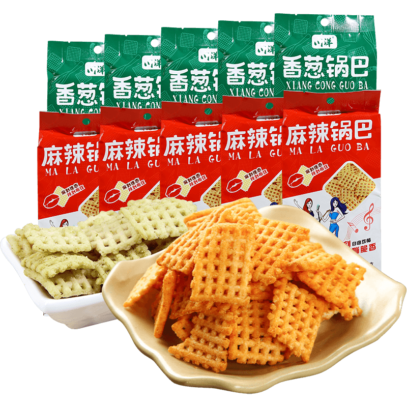 四川特产川洋麻辣100g*8袋脆锅巴 盈棚食品膨化食品