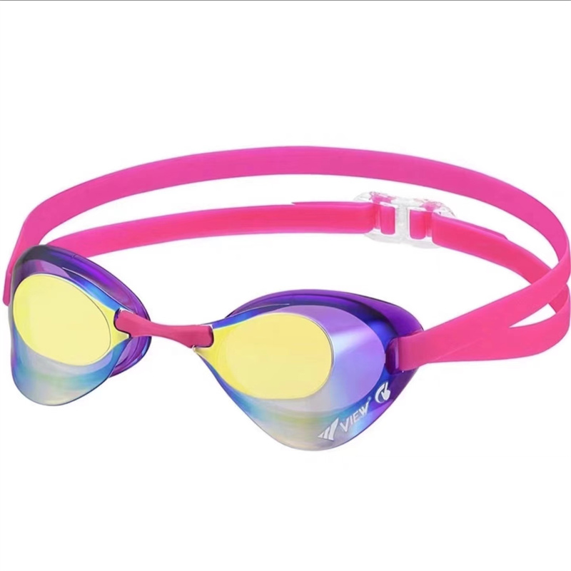 VIEW日本正品贝壳专业无胶垫游泳镜时尚酷炫防水防雾竞赛低阻泳镜 - 图0