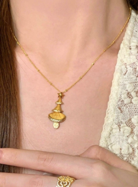 古法花丝点钻十字金刚杵戒指 新中式 拉丝葫芦福禄耳环 套装