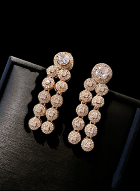 波光粼粼宫廷几何宝石多层项链 Vintage 镀18K金幻境泡泡锆石手链