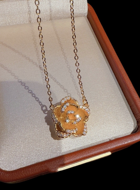 珠宝 雨蝶 拉丝山茶花立体镶钻耳环项链 高定多巴胺彩宝繁花手链